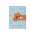 Portafoglio gatto carino azzurro pieghevole con fibbia arancione e motivi pesce - Azzurro