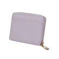Lavender lychee texture compact leather zip wallet with front card slot and gold zipper - Light Purple