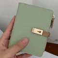 Women's short lychee pattern PU leather wallet in mint green with gold buckle - Light Green