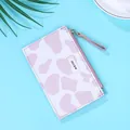 Slim cow print zipper coin purse with milk logo on light purple cow pattern - Light Purple Cow Print