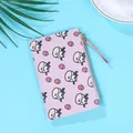 Slim purple PU wallet featuring cute cartoon cow and strawberry prints with gold zipper - Pink Cow Strawberry