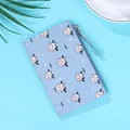 Slim light blue women's PU leather wallet featuring cute cartoon cow patterns and zipper - Blue Cow Meo