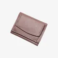 Minimalist dusty pink PU leather small tri-fold wallet with lychee grain texture - Dust Rose