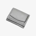 Compact grey tri-fold purse featuring premium pebble grain texture and neat stitching - Gray Blue