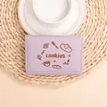 Lavender purple PU leather trifold wallet featuring cookies and coffee embroidery - Purple