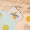Creamy white zip card wallet with banana print and wristlet strap for women - White