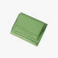 Three-fold mini women's wallet in grass green lychee pattern grain leather - Avocado Green