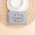 Three-fold light blue embroidered wallet with cute cookie patterns and card slots - Blue