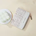 Classic Star tweed wallet in light brown and white featuring gold zipper detail - White