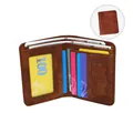 Classic dark brown vintage PU leather bifold wallet with multiple card slots and ID window - Bi-fold Brown