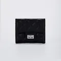 Classic black quilted leather wallet with elegant silver square metal twist lock clasp - Black