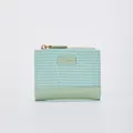 Portefeuille bifold vert menthe pour femmes avec texture tissée et fermeture éclair - Vert