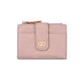 Quilted lotus pink compact wallet for women with golden buckle and zipper closure - Pink
