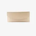 Portafoglio lungo da donna in pelle PU beige, design minimalista con patta e chiusura a scatto - Albicocca