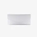 Portafoglio lungo bianco minimalista in pelle PU con elegante patta curva - Bianco