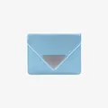Minimalist light blue envelope card holder with a silver triangular metal plaque - Blue