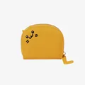 Piccolo portamonete a gatto giallo in pelle testurizzata con ricami carini - Giallo