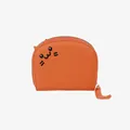 Portamonete gatto arancione in pelle PU grana litchi con cerniera a coda di gatto - Arancione