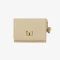 Minibilletera compacta de color beige para mujer con cierre de mariposa dorada y corazón - Amarillo