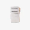 Slim multi-slot card holder wallet in off-white faux leather with gold zipper - Off White