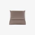 Minimalist taupe lychee leather folding wallet with white contrast stitching details - Elephant Gray