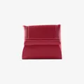Piccolo portafoglio in pelle rosso scuro con trama litchi e cuciture a contrasto - Rosso