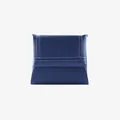 Foldable dark blue litchi grain leather wallet with white contrast stitching detail - Dark Blue