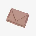 Three-fold minimalist envelope wallet in dusty rose pebble leather with fine stitching - Pink