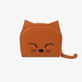 Mini portefeuille mignon en similicuir marron en forme de chat avec oreilles et zip - Couleur caramel