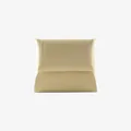 Litchi pattern cream leather mini wallet with white stitching and square fold design - Yellow