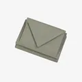 Three-fold envelope wallet in sage green litchi grain leather for women - Green