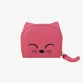 Porte-monnaie chat rose avec broderie mignonne et finition en similicuir texturé - Rouge Rose