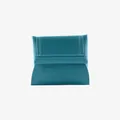 Portafoglio minimalista in pelle martellata ciano con cuciture bianche a contrasto - Verde Scuro