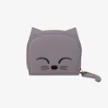 Petit porte-monnaie chat lavande en similicuir avec broderie et tirette de zip en queue - Violet