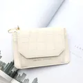 Off-white crocodile pattern PU leather multi-slot wallet with golden zipper closure - White
