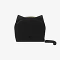 Monedero lindo con forma de gato negro en cuero PU con orejas y cara bordada de gatito - Negro
