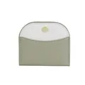 Slim tri-color leather bifold wallet with pebble texture and gold snap button closure - Green