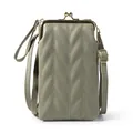 Sac bandoulière vert d'eau avec matelassage à chevrons et fermoir doré chic - Vert