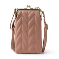 Sac bandoulière rose poudré matelassé avec texture feuille et fermoir métallique doré - Kaki