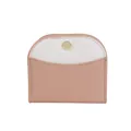 Slim pink and white color-block semi-circle wallet with textured litchi leather - Pink
