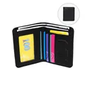 Schlanke schwarze Herren-Brieftasche mit Kartenfächern und Klarsichtfenster für Ausweise - PU Doppelt gefaltet / Schwarz