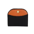 Slim semi-circle wallet in black and orange contrast lychee pattern leather - Black