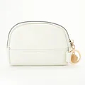 Mini shell-shaped coin purse in white crocodile pattern PU leather with gold zipper - Off White