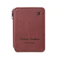 Deep red RFID travel wallet featuring a classic lychee grain texture and airplane icon - Burgundy