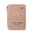 Portefeuille de voyage kaki pour passeport avec fermeture éclair et similicuir - Rose