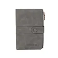 Gray RFID blocking passport holder with zipper and buckle for travel organization - Gray