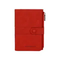 Red RFID passport holder wallet with lychee pattern PU leather and zipper pocket - Red