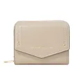 Short minimalist khaki folding wallet for women with golden Forever Sunshine print - Off White