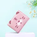 Pink PU leather tri-fold wallet with 3D cat ears and cute printed whiskers detail - Pink