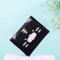 Short black PU leather wallet featuring a cute cartoon tiger design and multi-card slots - Black